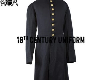 黒ウールの南北戦争用フロックコート：1860年代のミリタリージャケット
