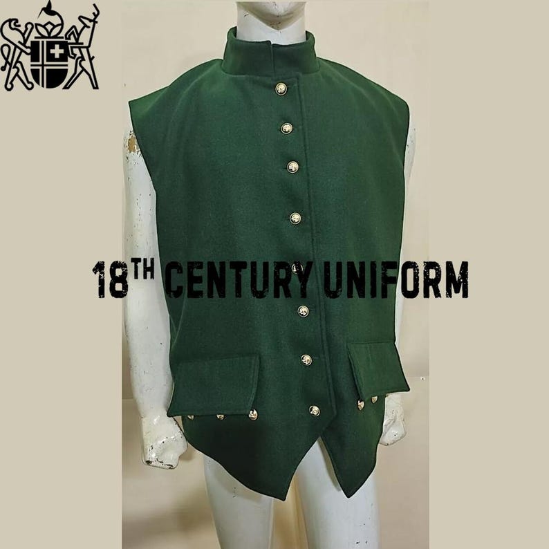 Men's Green Wool 18th Century Vest: Revolutionary War Style - Etsy
