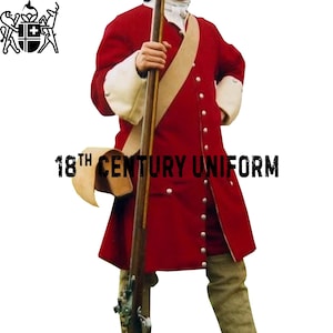 Red Wool 18th Century Frock Coat: Steampunk Regency Military British Civil War Style