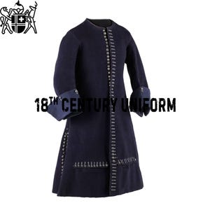 17th Century French Officer Wool Frock Coat - Navy Blue Uniform