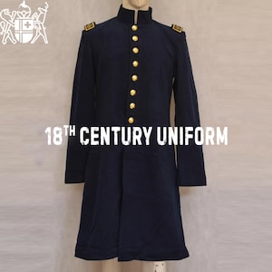 Navy Blue Wool Frock Coat: British Army 18th Century Style