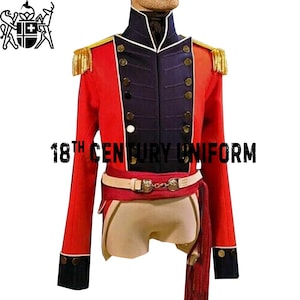 Red Wool British Regt Foot Coat: Unisex Historical Military Jacket
