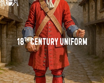 18th Century French Infantry Wool Frock Coat - Red Military Uniform
