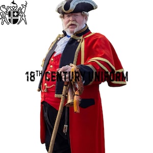 18th Century British Army Infantry Redcoats Uniform, Men Red Wool Frock Coat