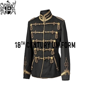 Men&#39;s 17th Hussar Regiment Jacket: Black Wool Officer Uniform