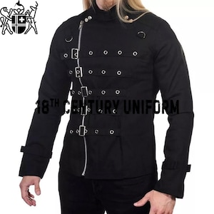 Gothic Jacket, Strait jacket, Medieval Jacket, Steampunk Jacket, Victorian Jacket, Fashion Jacket, Military Jacket, Men Black Cotton Jacket