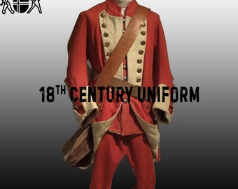 Red Wool 18th Century Regimental Uniform: Royal Guard Outfit
