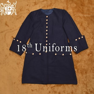 Tailored Navy Blue Wool Frock Coat: 18th Century Gentleman&#39;s Style
