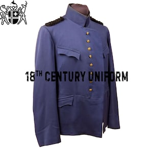 Blue Wool Lieutenant Jacket: 18th Century British Uniform