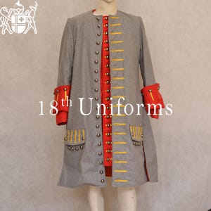 Handmade Grey Wool Frock Coat: 18th Century Civil War Uniform