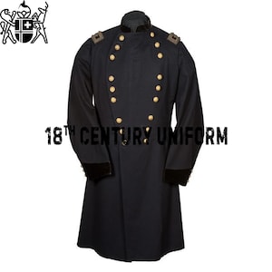New Men Major Frock Coat, 18th Century Frock Coat, British Officer Frock Coat, Military Frock Coat Black Wool Frock Coat