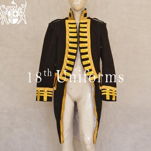 Men&#39;s Royal Naval Admiral Black Wool Jacket - 18th Century Uniform