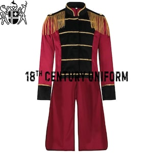 Maroon Velvet Steampunk Frock Coat: Military Hussar Style
