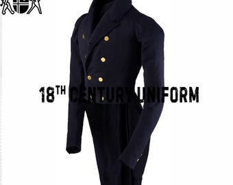 Men's Navy Blue Wool Tailcoat: 18th Century Regency Mr. Darcy Coat