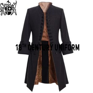 18th Century Frockcoat, Regency Frock Coat, Colonial Frockcoat, Civil War Coat, Victorian Frockcoat Military Frock Coat, Men Black Wool Coat