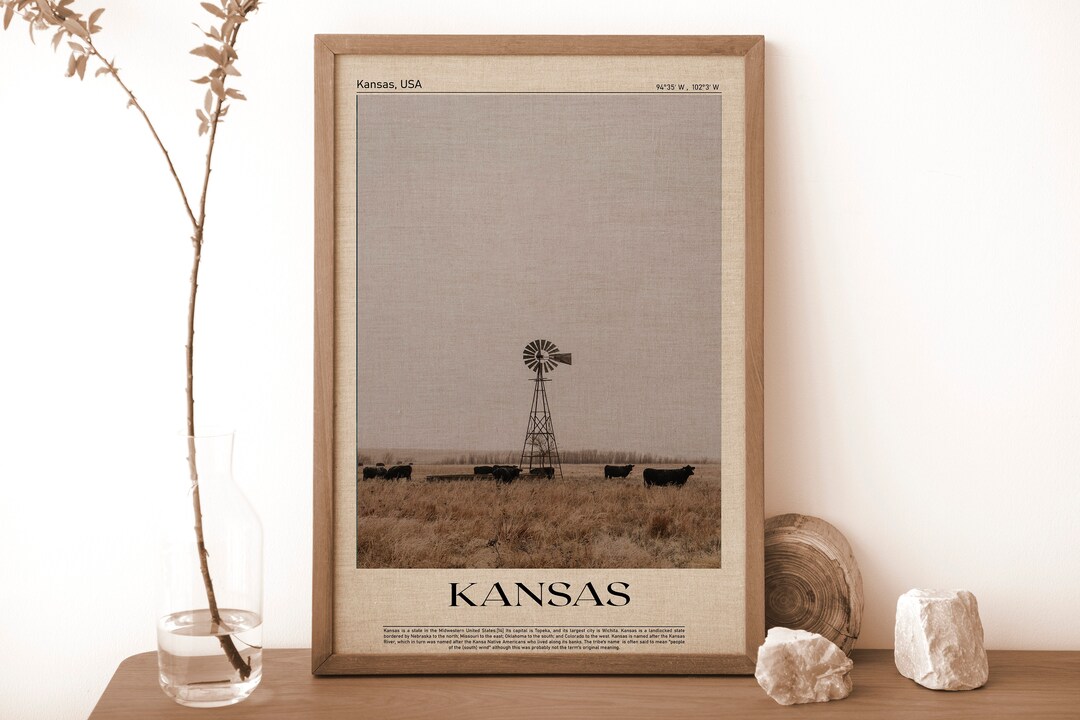 Digital Oil Paint, Wall Decor, Kansas Wall Art, Kansas Poster, Kansas
