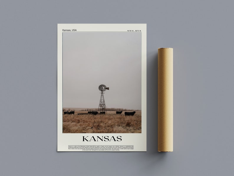 Digital Oil Paint, Wall Decor, Kansas Wall Art, Kansas Poster, Kansas