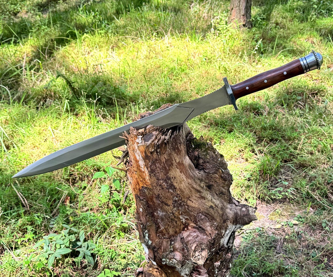 Gurkha Style Long Sword – 21 Inch Carbon Steel Blade With Rosewood ...