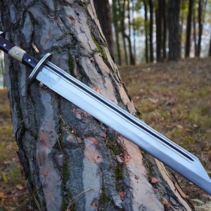 Hand-Forged Norse-Inspired Collectible Sword | 24 inch Tempered Steel | Ready To Use Blade | Historical Black Handle Sword | Wedding Gifts