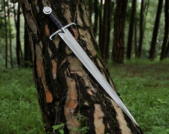 Medieval Sword | 24 Inch Hand-Forged Carbon Steel | Leather Grip | Nepal Blacksmith Craft