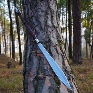 Early Thai Spear: The Celestial Guardian  | Handmade Viking Spear | Balanced Water Tempered Carbon Steel Blade | Sharp Spear Gifts for Him