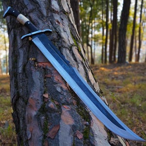 Hunting Machete : Handmade 22 inch Jungle Machete | Balance Water Tempered Viking Machete | Ready to Use Gifts for Him | Camping Gifts