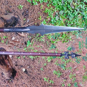 Spear - Handmade 13 inch Black Viking Spear | Oil Quenching Water Tempered Blade | Hand Forged Spear | Dad Gifts | Wedding Spear Gifts