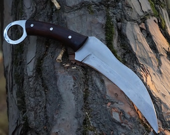 Handmade Karambit Knife: Rosewood Handle, High-Carbon Steel - 15-Inch