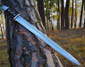 Handmade Viking Sword: Tempered Carbon Steel Blade, 25 inch