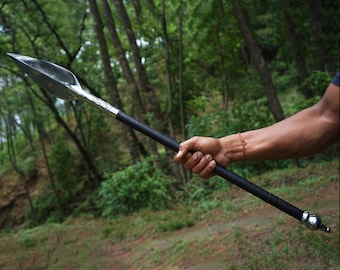 Leaf Spear Viking Carbon Steel, Hand Forged Polished Norse Blade