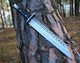Cuchillo Seax hecho a mano: chal de lona bordado con motivos folclóricos del Himalaya