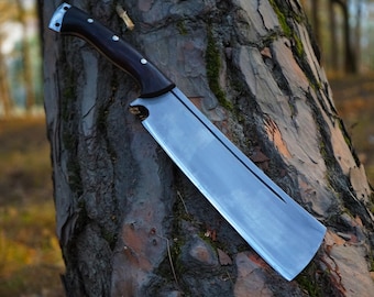 Cuchillo Seax hecho a mano: Cuchillo de carnicero Frontier Brushstroke - Artefacto ceremonial