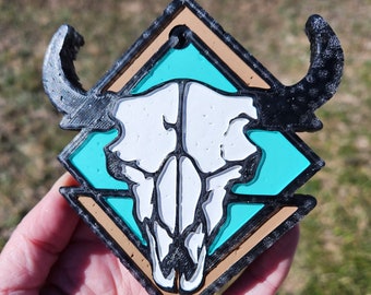 Aztec Bull Skull Car Freshie: Aromatherapy Aroma Bead Air Freshener