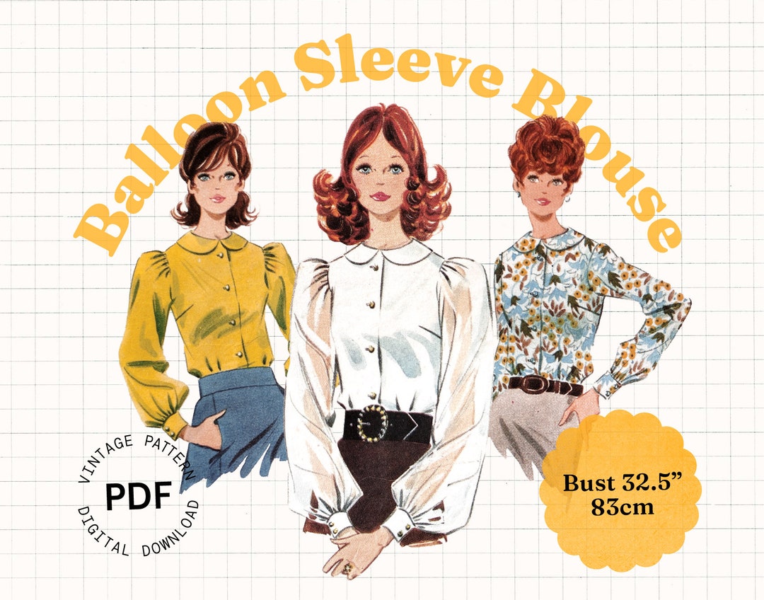 Style Falcon Patterns Sewing Pattern PDF Vintage – 60s Womens Blouse Pattern, Gathered ...