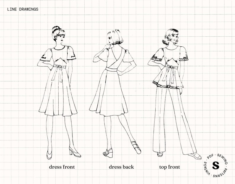 Vintage Sewing Pattern PDF – 70s Wrap Dress or Top for Women (bust 34 ...
