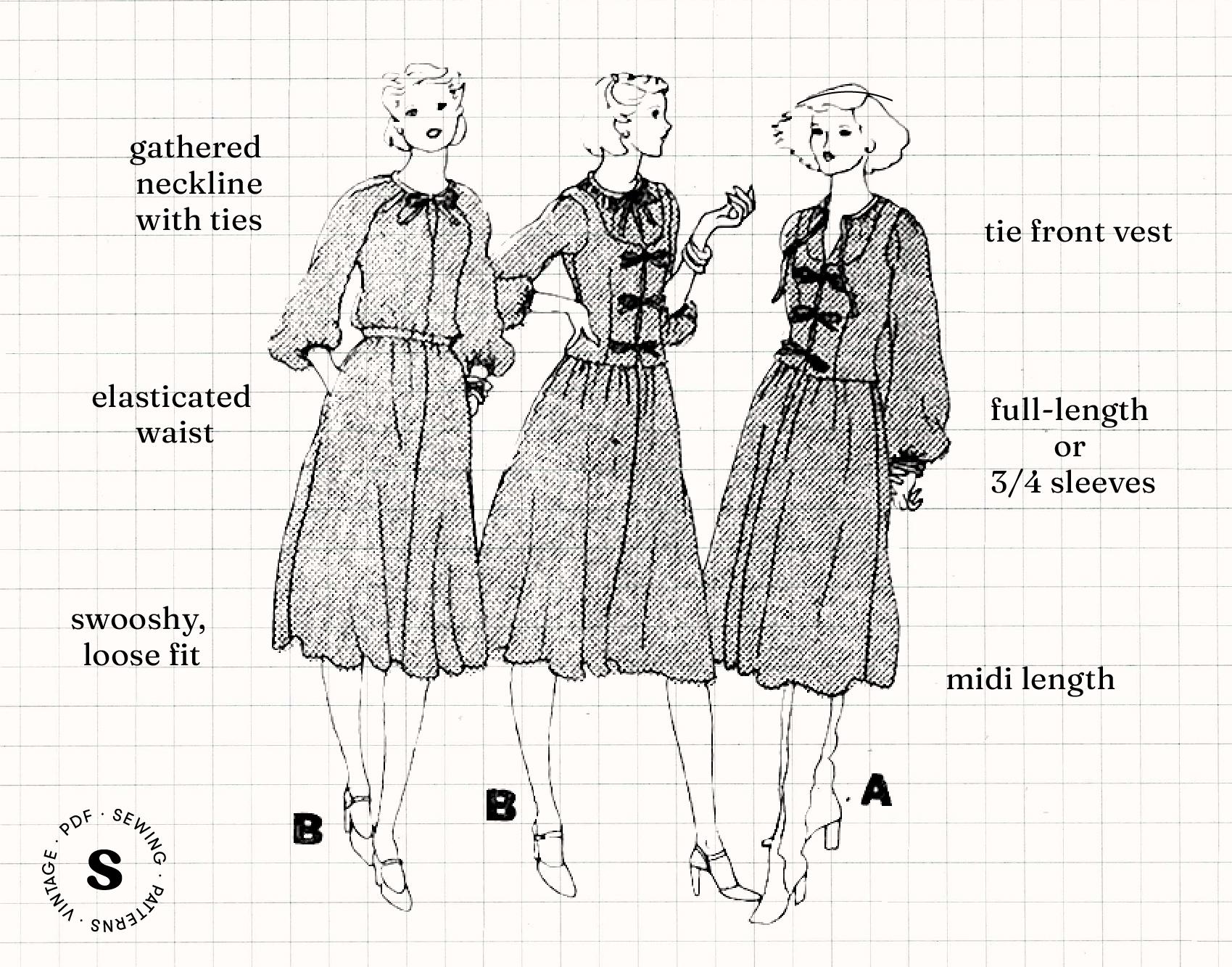 Patron De Couture Vintage : Robe Cravate Années 70 - Modèle Unique - Neuf