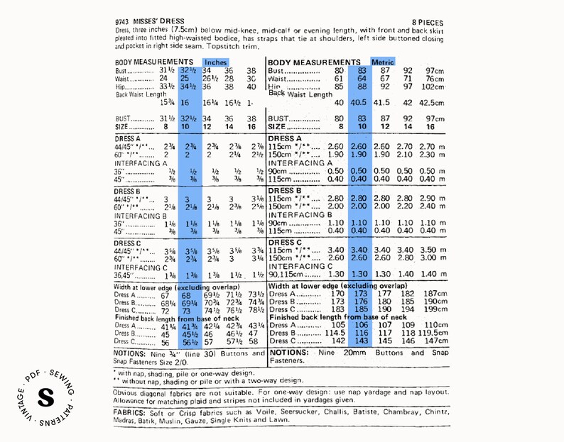 Patrón de costura vintage PDF, vestido maxi años 70, vestido midi, vestido con corbatas, vestido abotonado, vestido francés, patrón de costura digital imagen 5