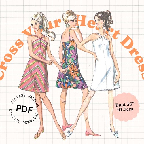 slim fit dress slacks Simplicity 4711: 1950s Misses Halter Dress 32 B Vintage Sewing Pattern –  Vintage4me2 main image 0