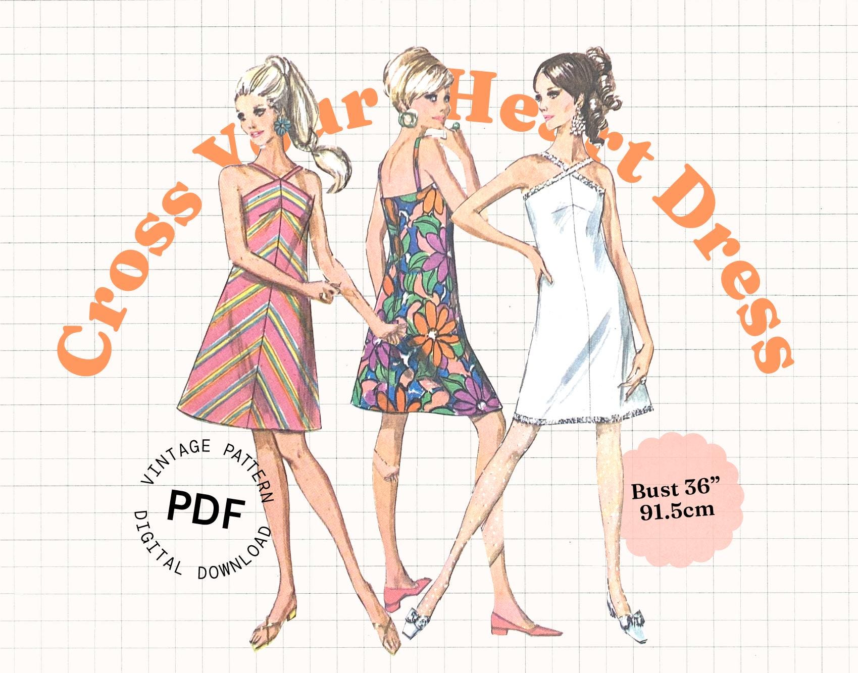 Sewing Pattern PDF Vintage  60s Halter Dress Dress Pattern, Summer Dress  Sewing Pattern, Easy Vintage Dress Pattern, Womens Mini Dress - Etsy