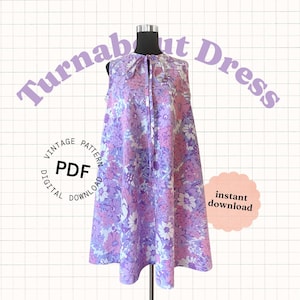 Modello di cucito PDF Vintage – abito a trapezio anni '60, modello di abito anni '70, modello di cucito facile, abito a ombrello con trapezio a tenda, modello di abito estivo