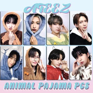 Cartões de fotos de pijama de animais ATEEZ - Golden Hour Pt. 2 - Não oficial/Feito por fãs