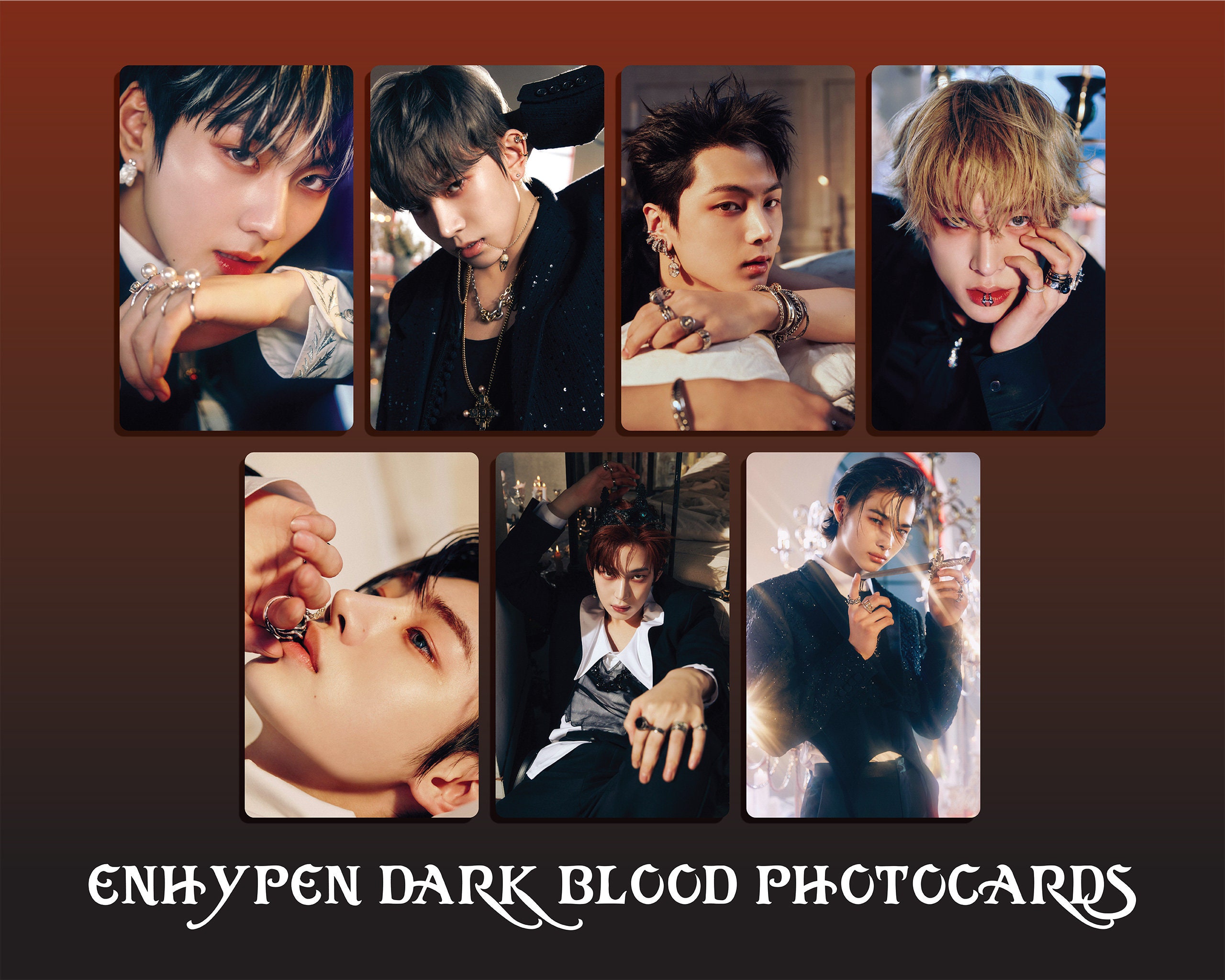 Set De 55 Cartes Photos ENHYPEN ORANGE BLOOD - Mini Cartes Lomo Pour Fans - Photocards Collection Album
