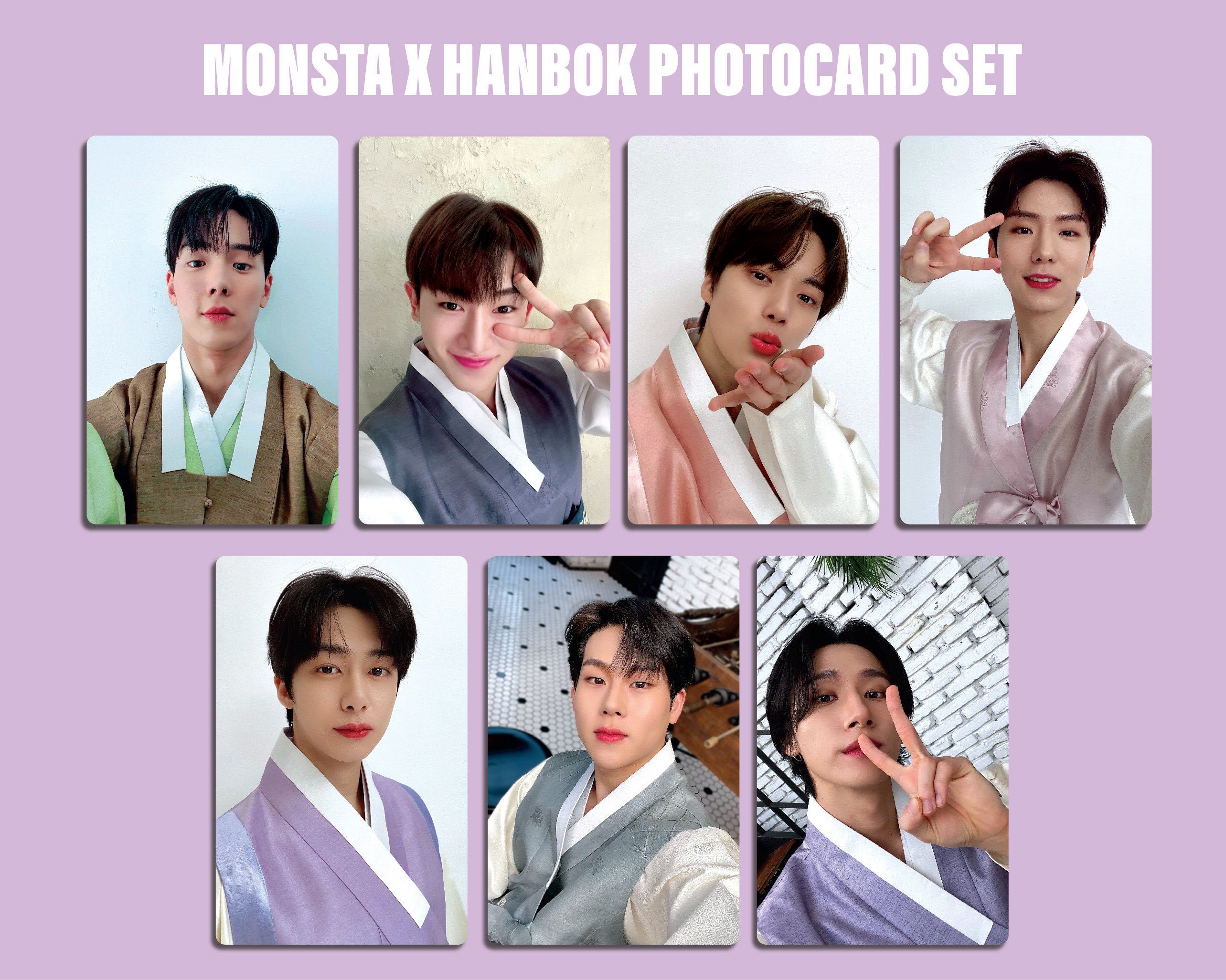 Monsta X Double Sided Hanbok Photocards - OT7 - (lomocards/fanmade