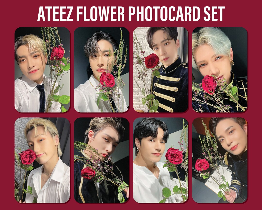 送料無料 店舗 Flower ATEEZ Photocard Members 8 All of Set - Set タレントカード