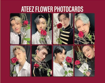 ATEEZ Flower Photocard Set - Set of all 8 Members - (Lomocards/Fanmade)