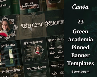 Bookstagram Pinned Posts Template Canva - Green Academia / Bookish template Instagram, Publicaciones fijadas en instagram y Publicaciones de banner de instagram