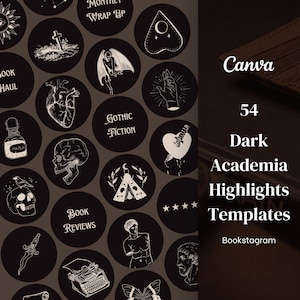 Bookstagram Highlight Covers - Dark Academia | Bookish Instagram Highlights - Canva Template