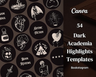 Bookstagram Highlight Covers - Dark Academia | Bookish Instagram Highlights - Canva Template