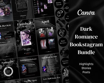 Bookstagram Bundle- Dark Romance | Canva Template for Bookish Instagram Highlight Covers, Stories, Posts - Smutty Book Reader