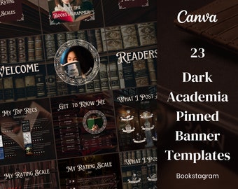Bookstagram Pinned Posts Template Canva - Dark Academia | Bookish template Instagram, Instagram pinned posts, Instagram banner posts